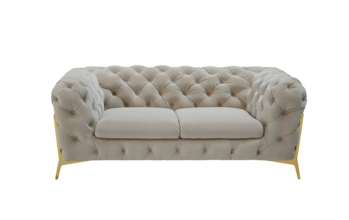 Divani Casa Quincey - Transitional Beige Velvet Sofa Set
