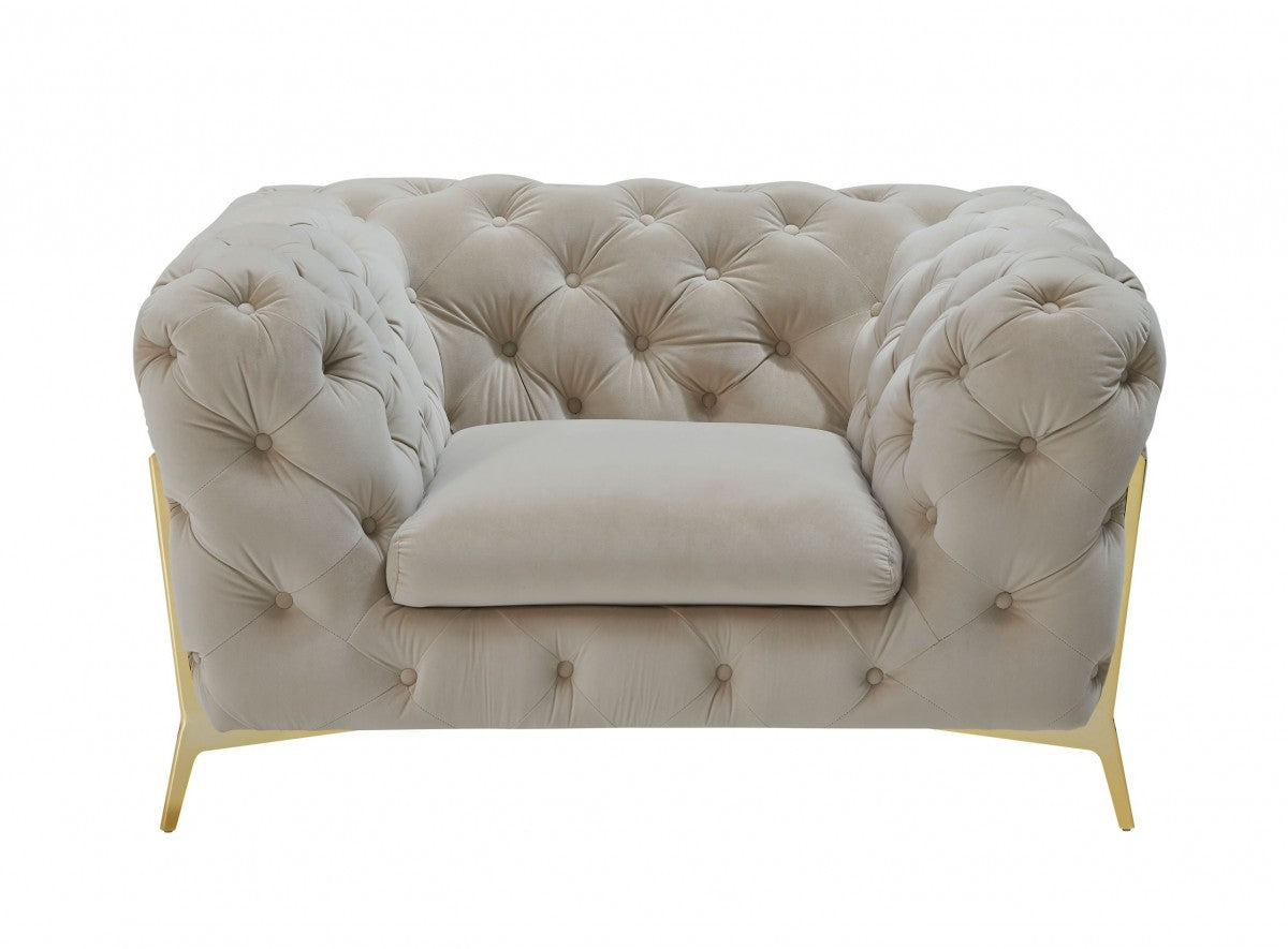 Divani Casa Quincey - Transitional Beige Velvet Sofa Set