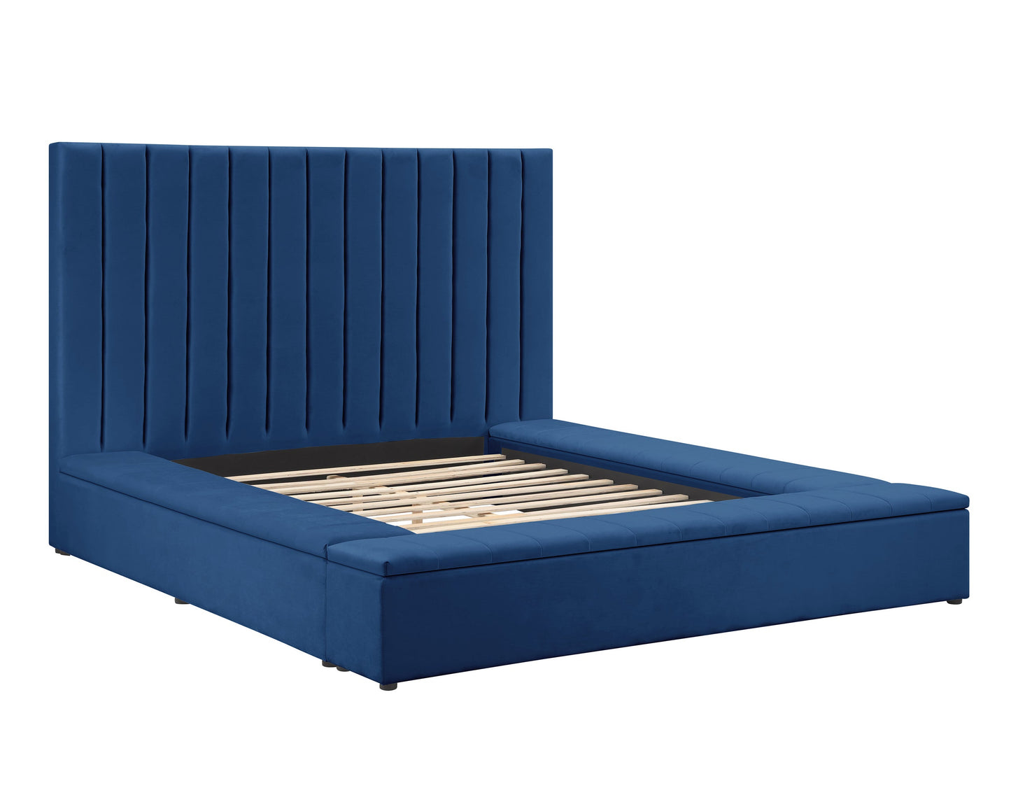 France - Blue Platform Bed Queen, King