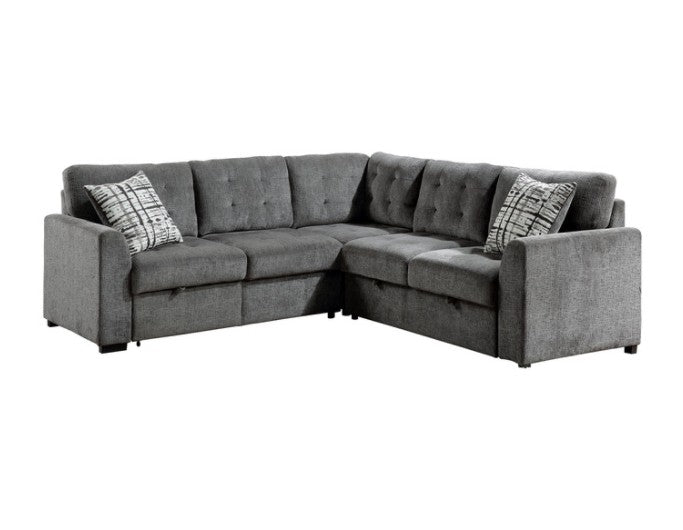 9311GY*SC 3-Piece Sectional with Pull-out Bed and Pull-out Ottoman
