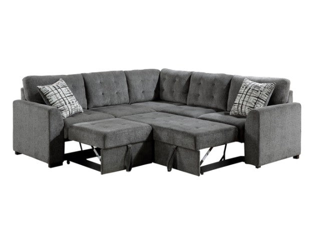 9311GY*SC 3-Piece Sectional with Pull-out Bed and Pull-out Ottoman