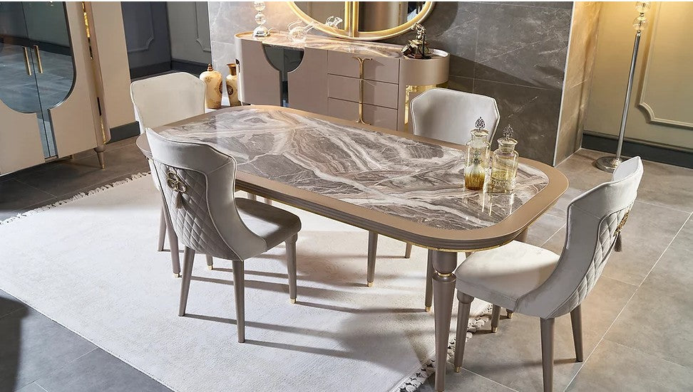 Sofa & Loveseat with Dining Set Ariya Collection ( FREE TV)