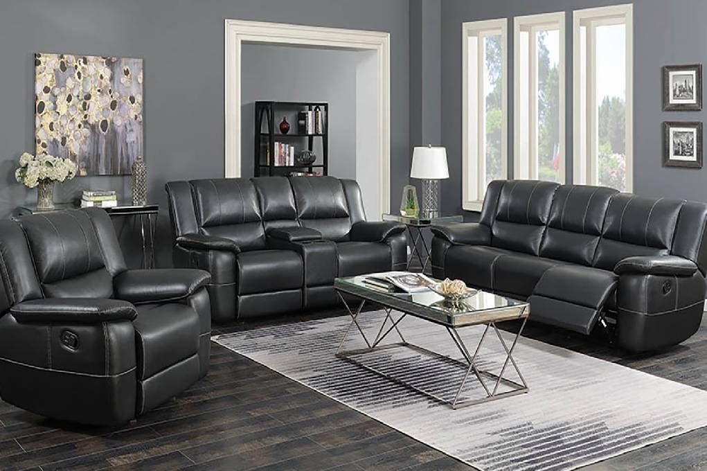 Lee Upholstered Pillow Top Arm Living Room Set Black - 601061