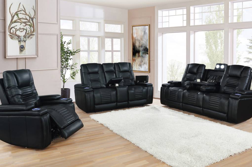 Zane Upholstered Living Room Set Black - 651301PP