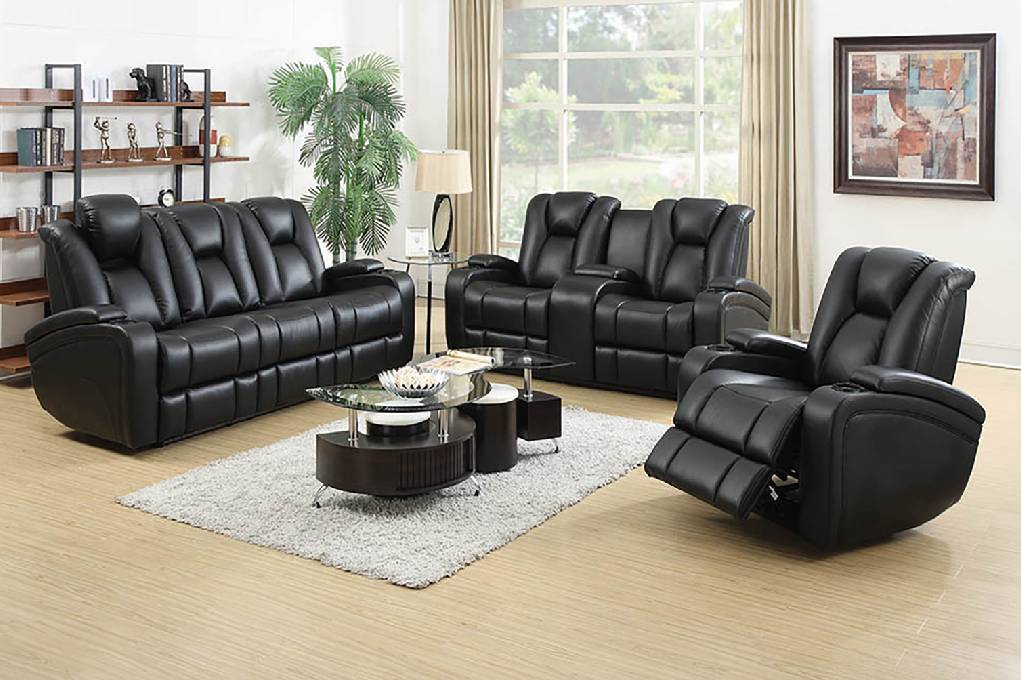 Delange Upholstered Tufted Living Room Set Black - 601741P-S3