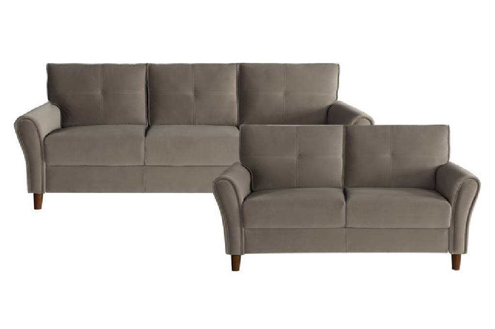 9348BRW*2 2pc Set: Sofa, Love