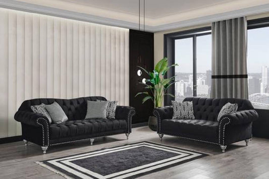Juliette Black Velvet Sofa & Loveseat
