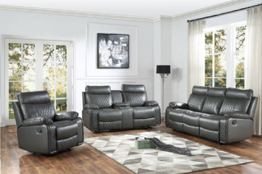 9599GRY*3 3pc Set: Sofa, Love, Chair