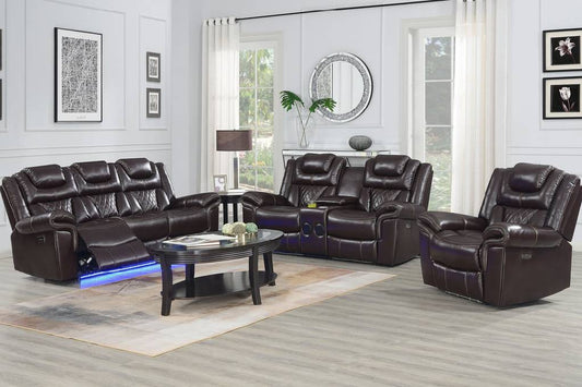 Alexa Brown 3pc Power Living Room Set