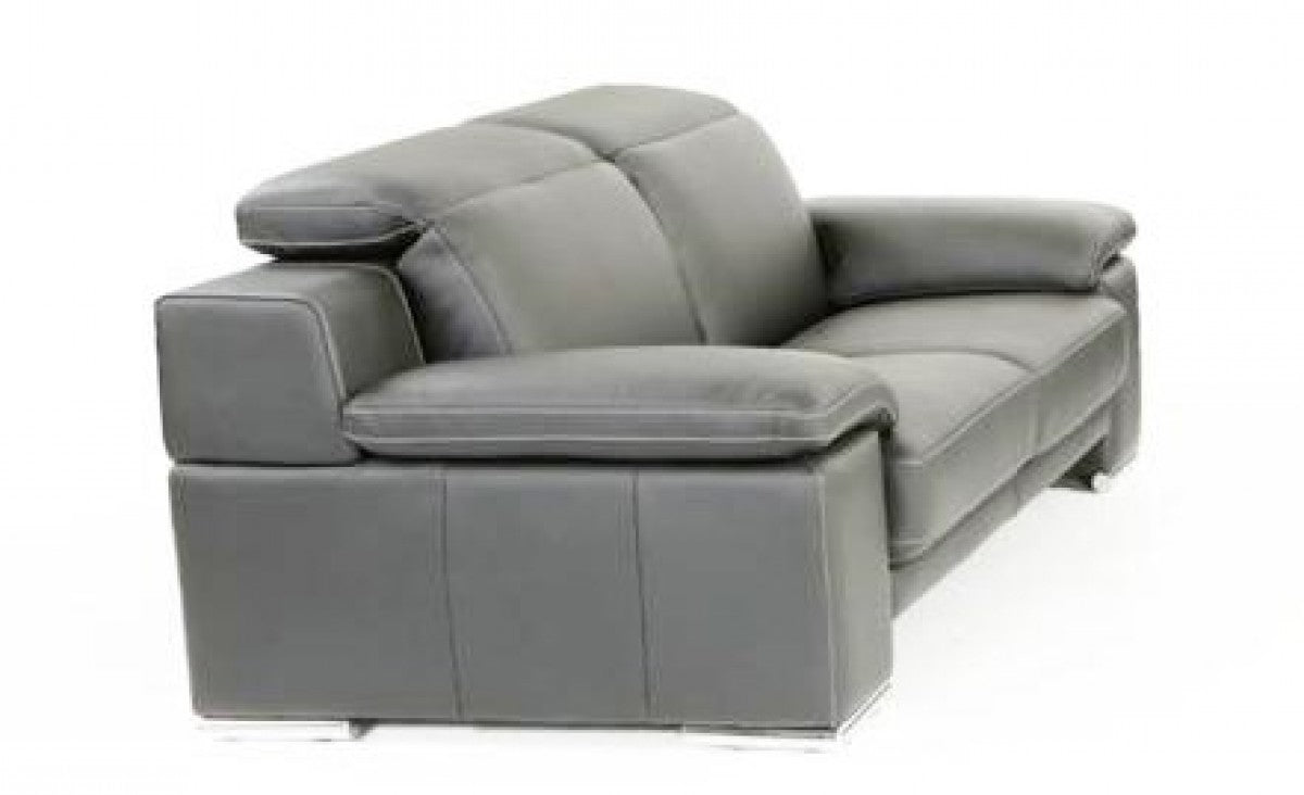 Estro Salotti Evergreen Modern Stone Grey Italian Leather Sofa