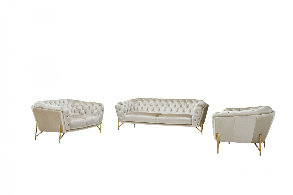 Divani Casa Stella - Transitional Beige Velvet Sofa Set