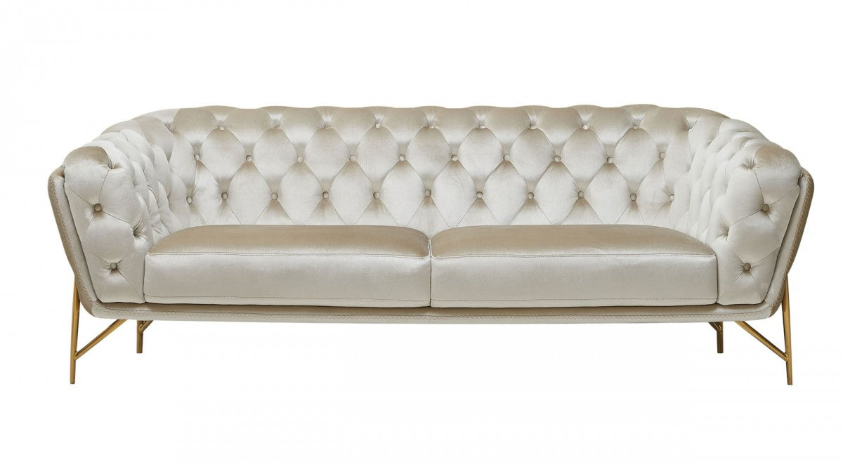 Divani Casa Stella - Transitional Beige Velvet Sofa Set