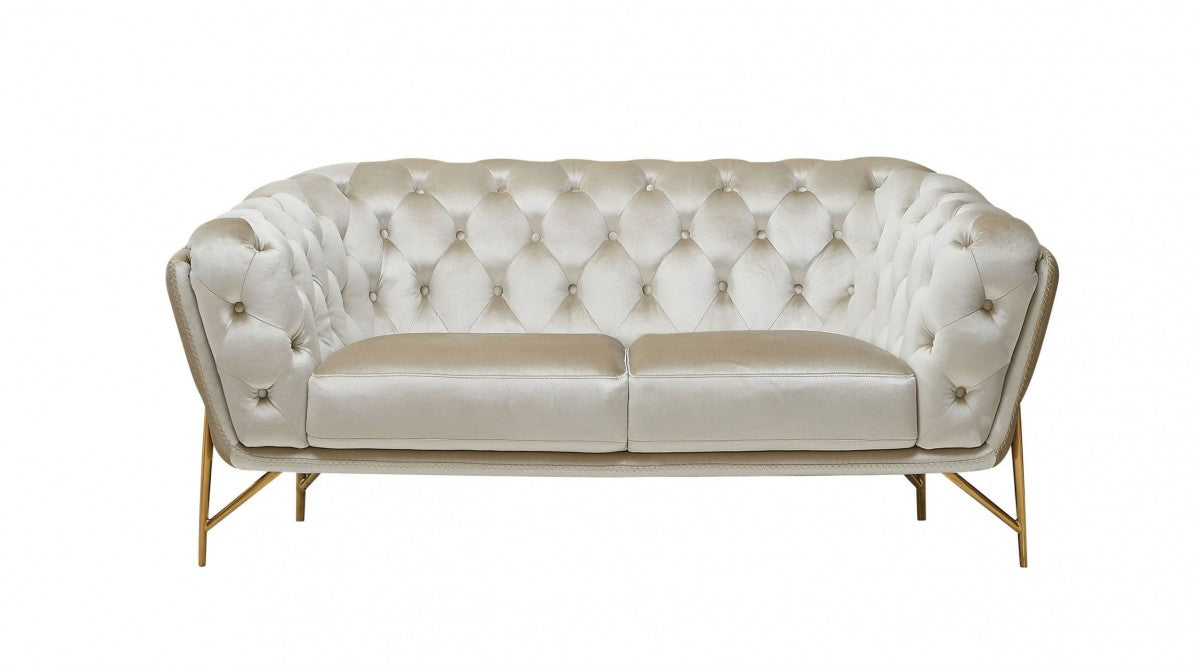 Divani Casa Stella - Transitional Beige Velvet Sofa Set