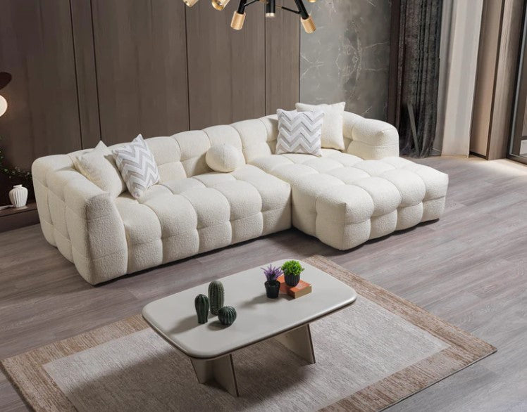 Ivy Ivory Boucle Right Chaise 110" Sectional