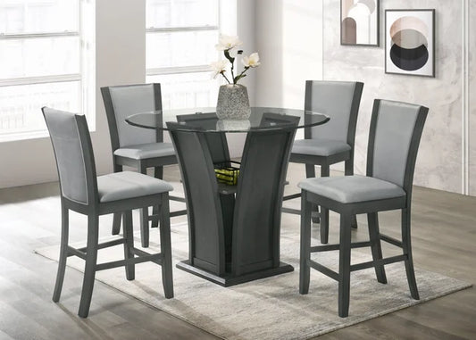 Orlando - Grey Pub Table + 4 Chair Set