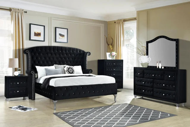 Diamond Palace Black 5PC Bedroom Set - Queen, King