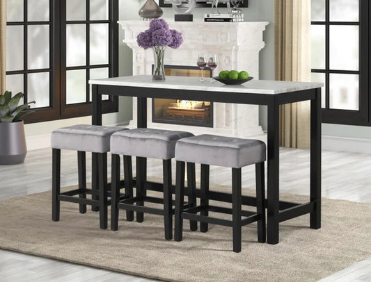 Gloria Grey -  Pub Table + 3 Chair Set **ON SALE**