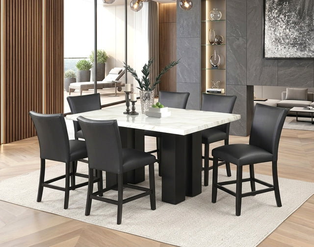 2220 PU - (FAUX MARBLE) Counter Height Table + 6 Chair Set