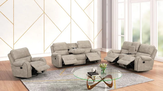 Titan1002-Stone OVERSIZED 3pc Reclining Set **NEW ARRIVAL**