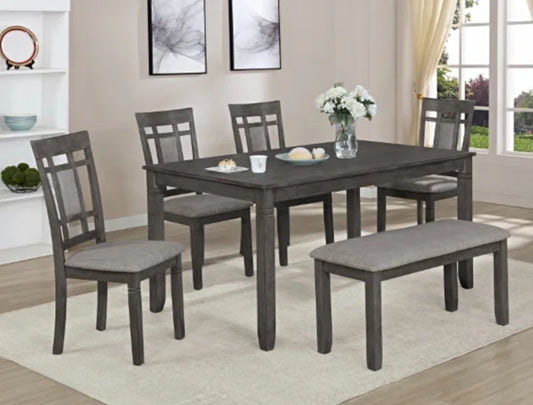 D2015 - Dining Table + 4 Chair + Bench Set