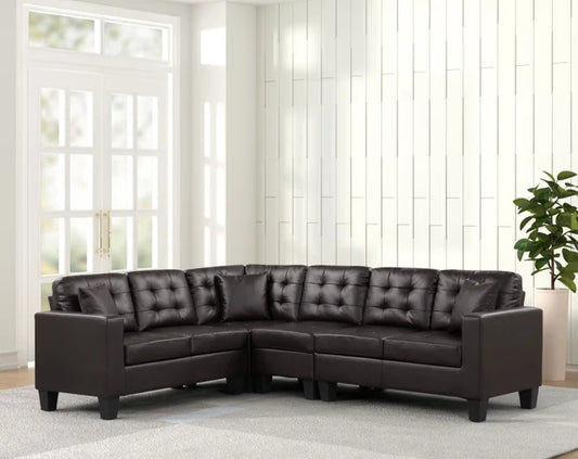 Logan Espresso - Reversible Sectional (Leather Gel)