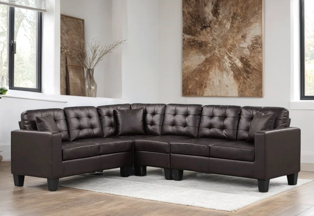 Logan Espresso - Reversible Sectional (Leather Gel)