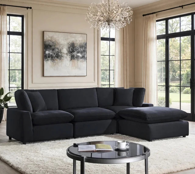 SKY Black Velvet Modular Sectional