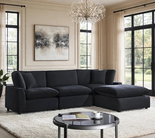 SKY Black Velvet Modular Sectional