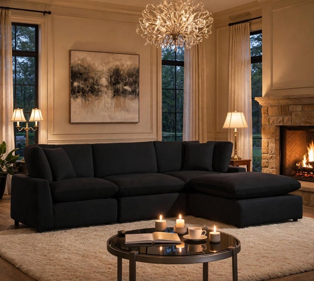 SKY Black Velvet Modular Sectional