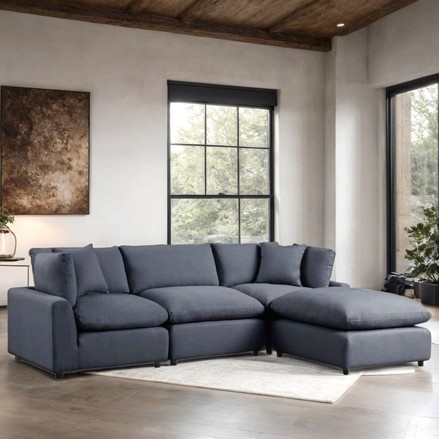 SKY Black Linen Modular Sectional