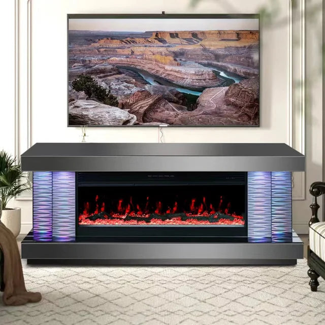 A90 TV STAND W/FIREPLACE (SMOKE)