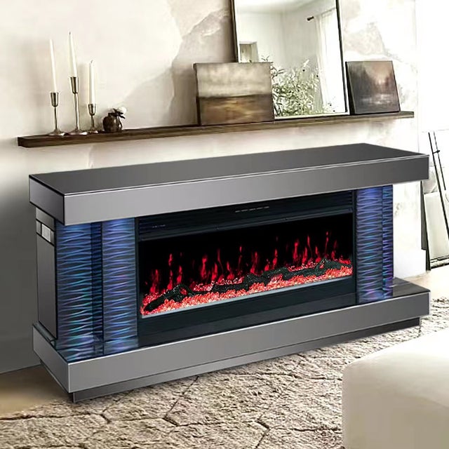 A90 TV STAND W/FIREPLACE (SMOKE)