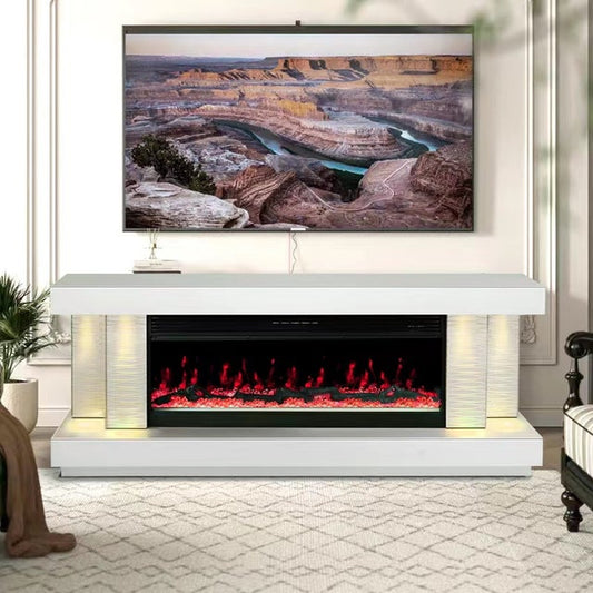 A91 TV STAND W/FIREPLACE (WHITE)