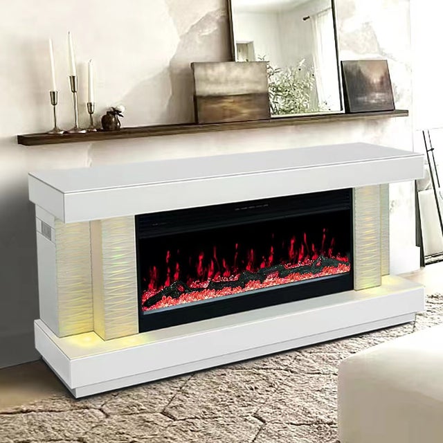 A91 TV STAND W/FIREPLACE (WHITE)