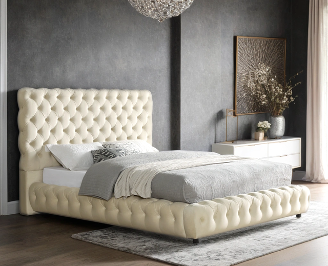 Dream Beige Platform Bed - Queen, King