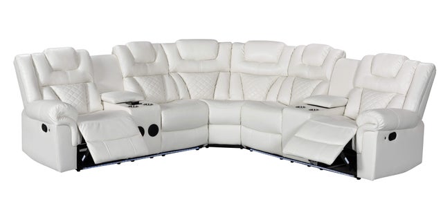 Alexa2023 White Reclining Sectional