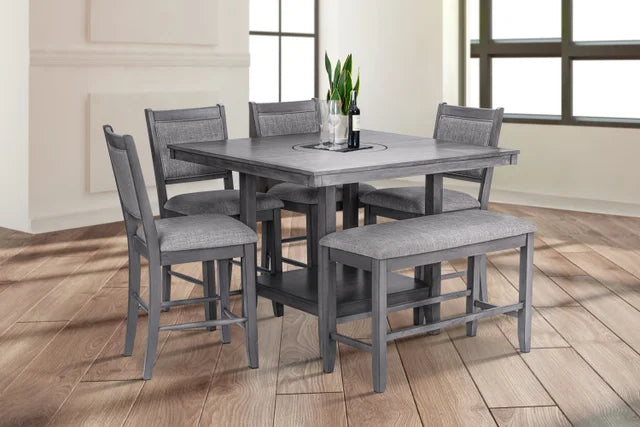 D2300 - Counter Height Table + 4 Chair + Bench Set