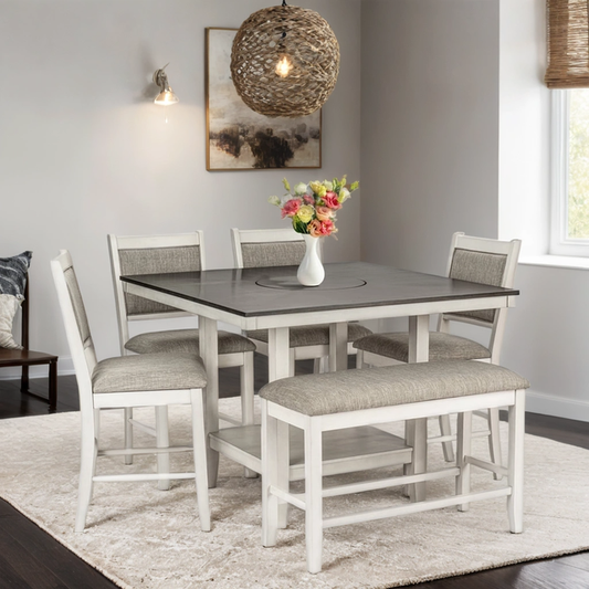 D2310 - Counter Height Table + 4 Chair + Bench Set