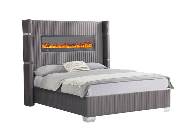 Romance Gray Platform Bed Queen, King