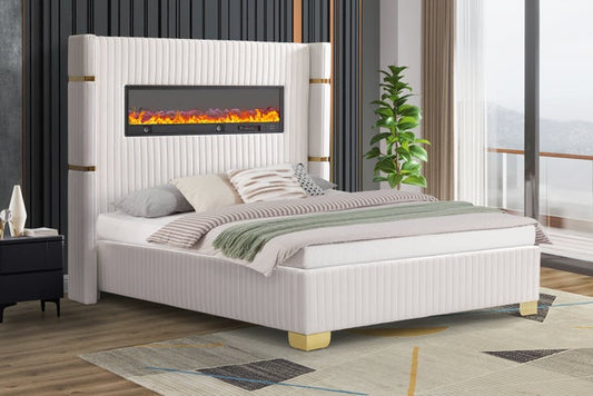 Romance White Platform Bed Queen, King