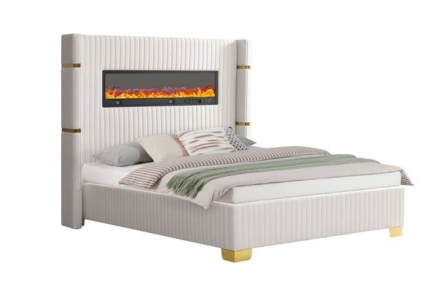 Romance White Platform Bed Queen, King