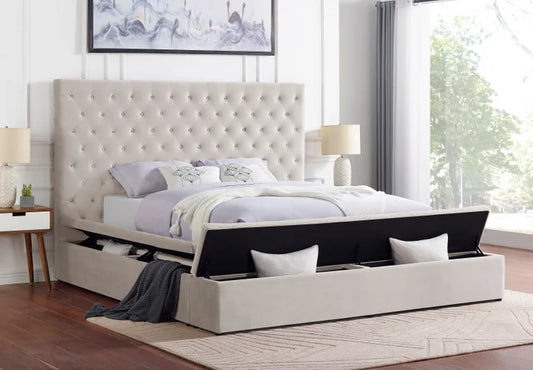 Paris Beige Platform Bed - Queen, King