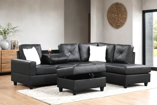 Rocket PU Reversible Sectional (Black)