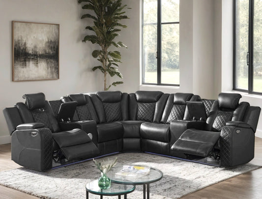 Spaceship Black Power Reclining Sectional (1 LEFT)