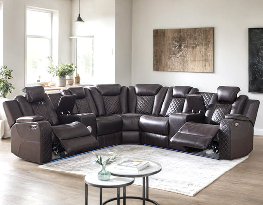 Spaceship Espresso Power Reclining Sectional