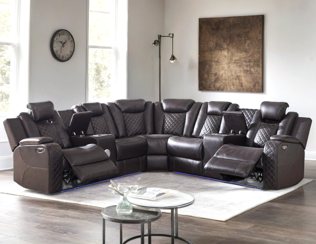 Spaceship Espresso Power Reclining Sectional