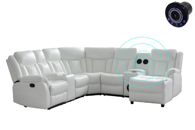 Champion White Reclining Sectional