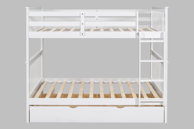 BB31 Full/Full Bunk Bed w/Twin Trundle White