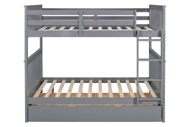 BB33 Full/Full Bunk Bed w/Twin Trundle Gray