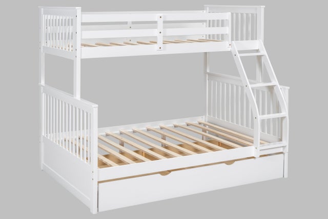 BB21 Twin/Full Bunk Bed w/Twin Trundle White